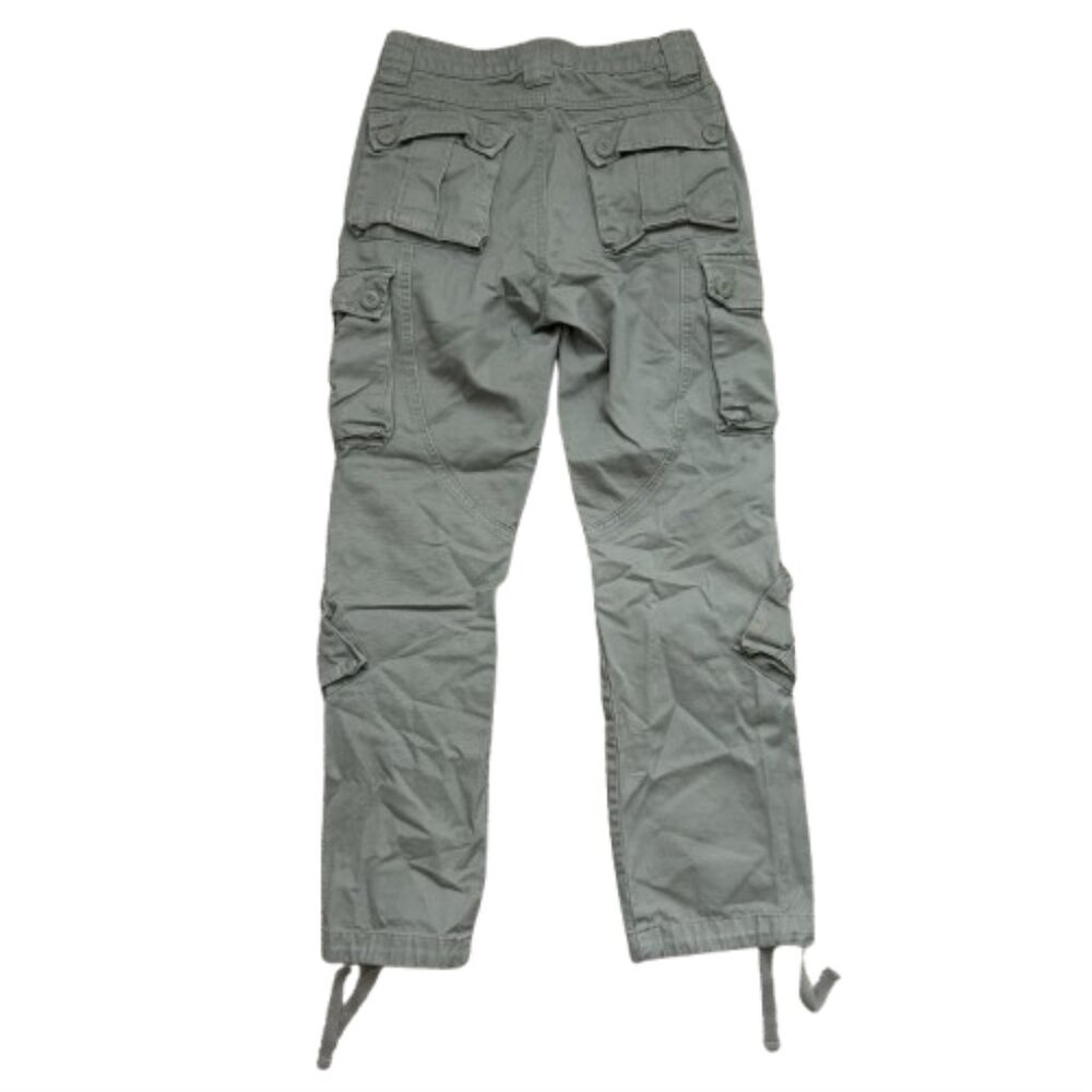 Matchstick Mens Cargo Pants Size 29 Small Workwear Drawstring Pockets Army Green - Picture 4 of 6